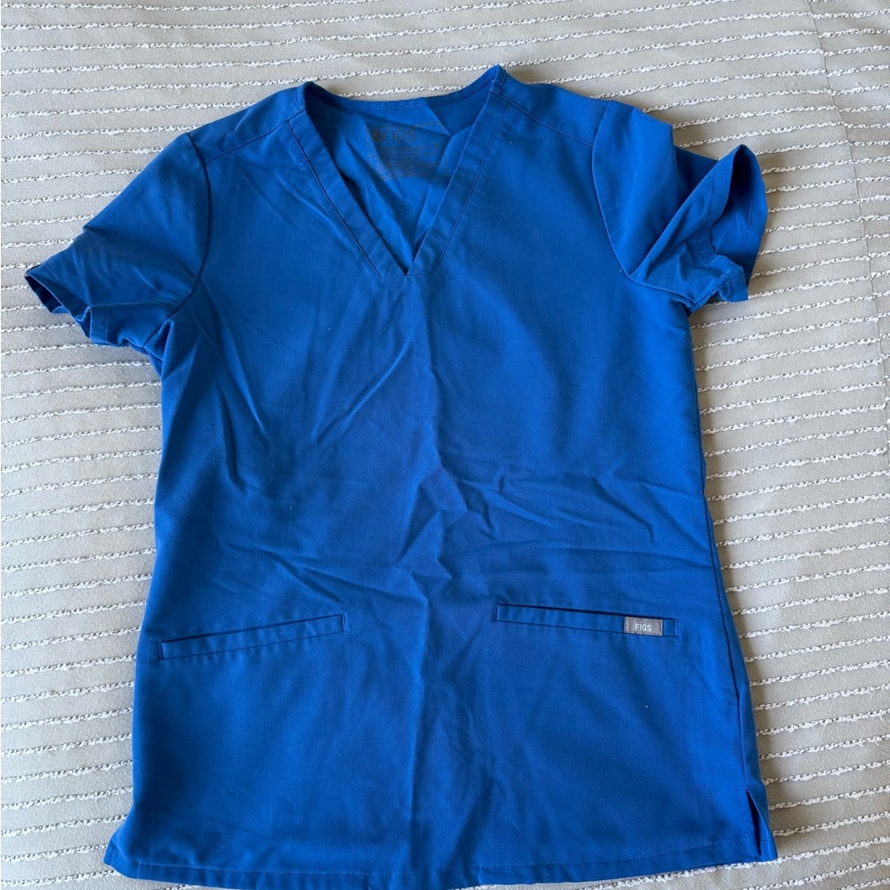 Blue V-Neck Scrub Top